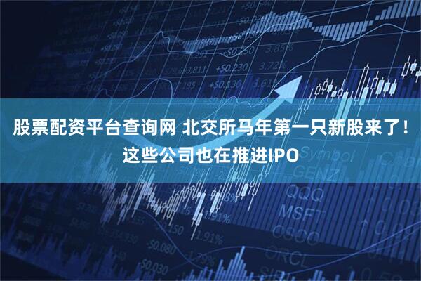 股票配资平台查询网 北交所马年第一只新股来了！这些公司也在推进IPO